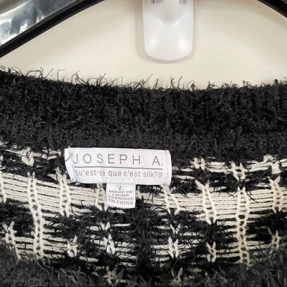 Joseph A. Soft Eyelash Knit Snowflake Black & White Comfy Sweater large - Picture 9 of 12